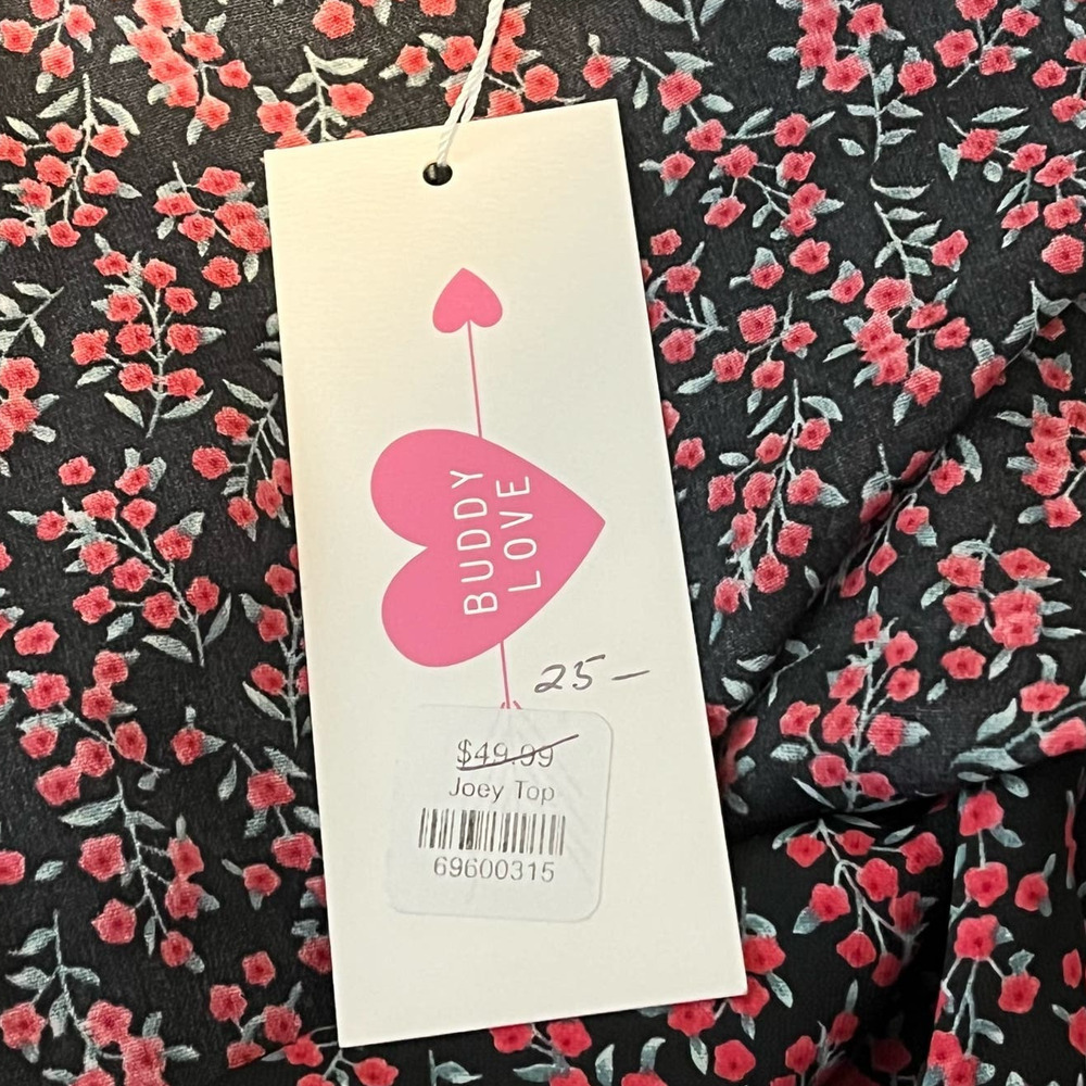 Buddy Love Joey Floral Blouse Short Sleeve Top New Size Medium - Picture 5 of 9